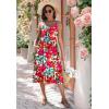 image:imageZeagoo Women 2026 Summer Adjustable Spaghetti Strap Sundress Casual Ruched Floral V Neck Midi Flowy Beach Dress with PocketsRed Floral