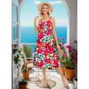 image:imageZeagoo Women 2026 Summer Adjustable Spaghetti Strap Sundress Casual Ruched Floral V Neck Midi Flowy Beach Dress with PocketsRed Floral