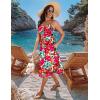 image:imageZeagoo Women 2026 Summer Adjustable Spaghetti Strap Sundress Casual Ruched Floral V Neck Midi Flowy Beach Dress with PocketsRed Floral