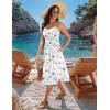 image:imageZeagoo Women 2026 Summer Adjustable Spaghetti Strap Sundress Casual Ruched Floral V Neck Midi Flowy Beach Dress with PocketsWhite Floral