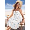 image:imageZeagoo Women 2026 Summer Adjustable Spaghetti Strap Sundress Casual Ruched Floral V Neck Midi Flowy Beach Dress with PocketsWhite Floral