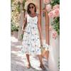 image:imageZeagoo Women 2026 Summer Adjustable Spaghetti Strap Sundress Casual Ruched Floral V Neck Midi Flowy Beach Dress with PocketsWhite Floral