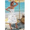 image:imageZeagoo Women 2026 Summer Adjustable Spaghetti Strap Sundress Casual Ruched Floral V Neck Midi Flowy Beach Dress with PocketsWhite Floral