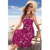 image:imageZeagoo Women 2026 Summer Adjustable Spaghetti Strap Sundress Casual Ruched Floral V Neck Midi Flowy Beach Dress with PocketsWine Red Floral