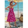 image:imageZeagoo Women 2026 Summer Adjustable Spaghetti Strap Sundress Casual Ruched Floral V Neck Midi Flowy Beach Dress with PocketsWine Red Floral