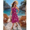image:imageZeagoo Women 2026 Summer Adjustable Spaghetti Strap Sundress Casual Ruched Floral V Neck Midi Flowy Beach Dress with PocketsWine Red Floral