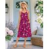 image:imageZeagoo Women 2026 Summer Adjustable Spaghetti Strap Sundress Casual Ruched Floral V Neck Midi Flowy Beach Dress with PocketsWine Red Floral