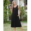 image:imageZeagoo Women Beach Summer Midi Dress 2026 Sleeveless Casual Beachy Sundress Button Down Loose Tank Dresses with PocketsBlack