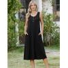 image:imageZeagoo Women Beach Summer Midi Dress 2026 Sleeveless Casual Beachy Sundress Button Down Loose Tank Dresses with PocketsBlack