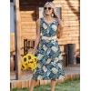 image:imageZeagoo Women Beach Summer Midi Dress 2026 Sleeveless Casual Beachy Sundress Button Down Loose Tank Dresses with PocketsBlue Leaves