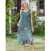 image:imageZeagoo Women Beach Summer Midi Dress 2026 Sleeveless Casual Beachy Sundress Button Down Loose Tank Dresses with PocketsFloral Gray Green