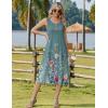 image:imageZeagoo Women Beach Summer Midi Dress 2026 Sleeveless Casual Beachy Sundress Button Down Loose Tank Dresses with PocketsFloral Gray Green