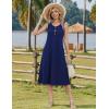 image:imageZeagoo Women Beach Summer Midi Dress 2026 Sleeveless Casual Beachy Sundress Button Down Loose Tank Dresses with PocketsNavy