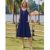 image:imageZeagoo Women Beach Summer Midi Dress 2026 Sleeveless Casual Beachy Sundress Button Down Loose Tank Dresses with PocketsNavy