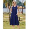 image:imageZeagoo Women Beach Summer Midi Dress 2026 Sleeveless Casual Beachy Sundress Button Down Loose Tank Dresses with PocketsNavy