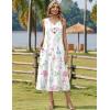 image:imageZeagoo Women Beach Summer Midi Dress 2026 Sleeveless Casual Beachy Sundress Button Down Loose Tank Dresses with PocketsPink Flowers