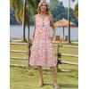 image:imageZeagoo Women Beach Summer Midi Dress 2026 Sleeveless Casual Beachy Sundress Button Down Loose Tank Dresses with PocketsPink White