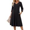 image:imageZeagoo Women Casual Dress 34 Sleeve Casual Loose Midi Dress01black