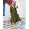 image:imageZeagoo Women Casual Dress 34 Sleeve Casual Loose Midi DressArmy Green