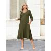 image:imageZeagoo Women Casual Dress 34 Sleeve Casual Loose Midi DressArmy Green