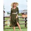 image:imageZeagoo Women Casual Dress 34 Sleeve Casual Loose Midi DressArmy Green