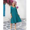 image:imageZeagoo Women Casual Dress 34 Sleeve Casual Loose Midi DressJade Green