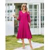 image:imageZeagoo Women Casual Dress 34 Sleeve Casual Loose Midi DressRose Red