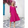 image:imageZeagoo Women Casual Dress 34 Sleeve Casual Loose Midi DressRose Red