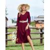 image:imageZeagoo Women Casual Dress 34 Sleeve Casual Loose Midi DressWine Red