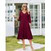 image:imageZeagoo Women Casual Dress 34 Sleeve Casual Loose Midi DressWine Red
