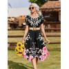 image:imageZeagoo Womens Casual Dress for Summer Short Sleeve Loose Flowy Beach Dress with Pockets Hankerchief Flare Midi Sundress 2026Black Pink Flower