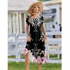image:imageZeagoo Womens Casual Dress for Summer Short Sleeve Loose Flowy Beach Dress with Pockets Hankerchief Flare Midi Sundress 2026Black Pink Flower
