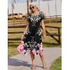 image:imageZeagoo Womens Casual Dress for Summer Short Sleeve Loose Flowy Beach Dress with Pockets Hankerchief Flare Midi Sundress 2026Black Pink Flower