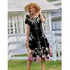 image:imageZeagoo Womens Casual Dress for Summer Short Sleeve Loose Flowy Beach Dress with Pockets Hankerchief Flare Midi Sundress 2026Black Pink Flower