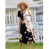 image:imageZeagoo Womens Casual Dress for Summer Short Sleeve Loose Flowy Beach Dress with Pockets Hankerchief Flare Midi Sundress 2026Black White Flower