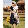 image:imageZeagoo Womens Casual Dress for Summer Short Sleeve Loose Flowy Beach Dress with Pockets Hankerchief Flare Midi Sundress 2026Black White Flower