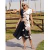image:imageZeagoo Womens Casual Dress for Summer Short Sleeve Loose Flowy Beach Dress with Pockets Hankerchief Flare Midi Sundress 2026Black White Flower