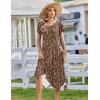 image:imageZeagoo Womens Casual Dress for Summer Short Sleeve Loose Flowy Beach Dress with Pockets Hankerchief Flare Midi Sundress 2026Coffee