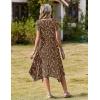 image:imageZeagoo Womens Casual Dress for Summer Short Sleeve Loose Flowy Beach Dress with Pockets Hankerchief Flare Midi Sundress 2026Coffee