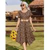 image:imageZeagoo Womens Casual Dress for Summer Short Sleeve Loose Flowy Beach Dress with Pockets Hankerchief Flare Midi Sundress 2026Coffee