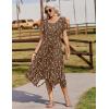image:imageZeagoo Womens Casual Dress for Summer Short Sleeve Loose Flowy Beach Dress with Pockets Hankerchief Flare Midi Sundress 2026Coffee