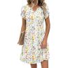 image:imageZeagoo Womens Casual Dresses with Pockets Summer Floral VNeck ALine Tshirt Dress Short Sleeve Mini Dress Beach SundressA01white Floral