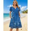 image:imageZeagoo Womens Casual Dresses with Pockets Summer Floral VNeck ALine Tshirt Dress Short Sleeve Mini Dress Beach SundressA02blue Floral