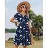 image:imageZeagoo Womens Casual Dresses with Pockets Summer Floral VNeck ALine Tshirt Dress Short Sleeve Mini Dress Beach SundressNavy Blue Floral