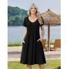 image:imageZeagoo Womens Casual Summer Dress 2026 Short Sleeve Dresses Pleats Midi A Line Flowy Dress Boho Beach Sundress with PocketsBlack