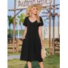 image:imageZeagoo Womens Casual Summer Dress 2026 Short Sleeve Dresses Pleats Midi A Line Flowy Dress Boho Beach Sundress with PocketsBlack