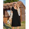 image:imageZeagoo Womens Casual Summer Dress 2026 Short Sleeve Dresses Pleats Midi A Line Flowy Dress Boho Beach Sundress with PocketsBlack