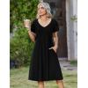 image:imageZeagoo Womens Casual Summer Dress 2026 Short Sleeve Dresses Pleats Midi A Line Flowy Dress Boho Beach Sundress with PocketsBlack