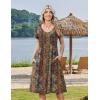 image:imageZeagoo Womens Casual Summer Dress 2026 Short Sleeve Dresses Pleats Midi A Line Flowy Dress Boho Beach Sundress with PocketsEthnic Flowers