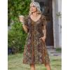 image:imageZeagoo Womens Casual Summer Dress 2026 Short Sleeve Dresses Pleats Midi A Line Flowy Dress Boho Beach Sundress with PocketsEthnic Flowers